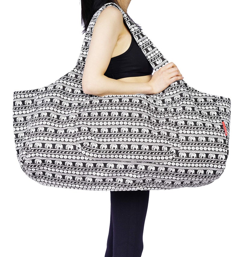 あおぞら(AOZORA) Aozora Yoga Mat Bag Large Yoga Mat Tote Sling Carrier with Pockets Fits Mats with Multi-Functional Storage Pockets Light and Durable (Elephant) - Image 1